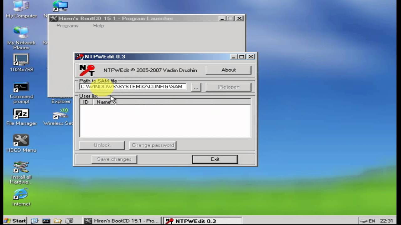 Remove Windows 10 Password Using Hiren's Boot CD
