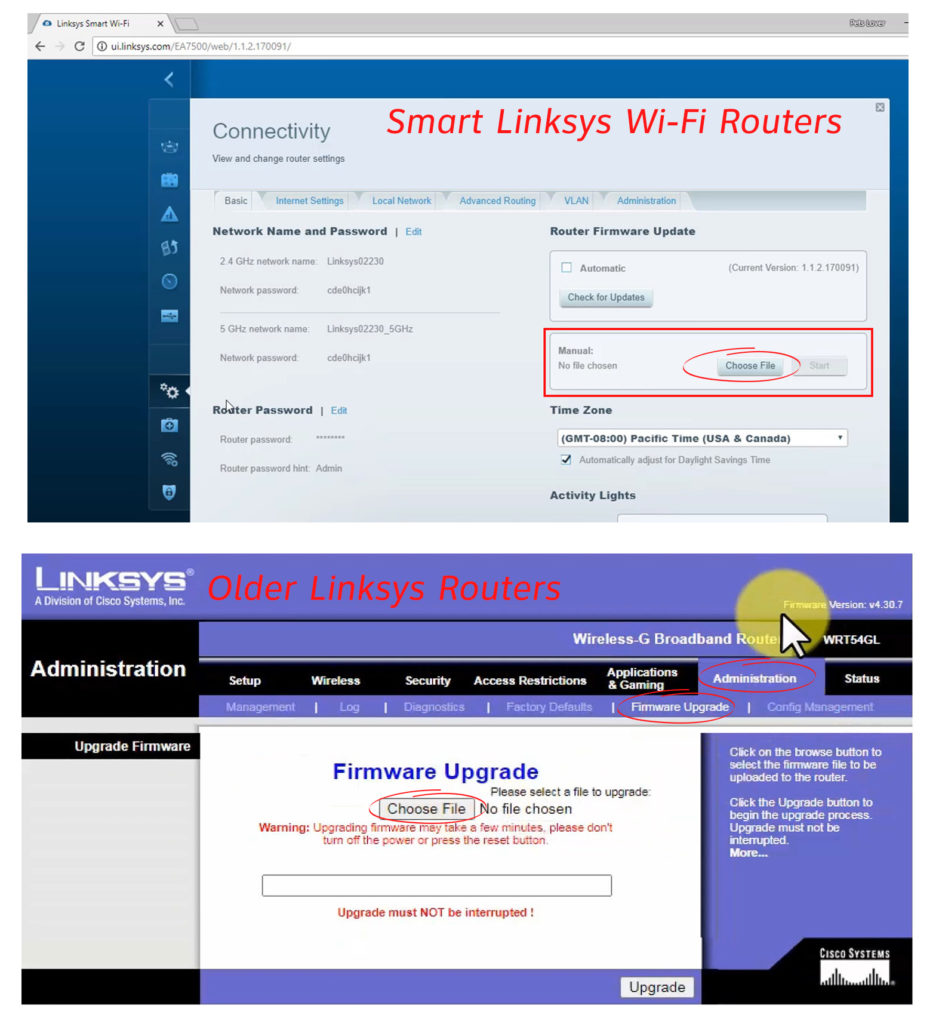 Update Firmware on Router Linksys
